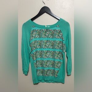 Anthropologie Moth Paisley Screen Front Lightweight Sweater Size Med